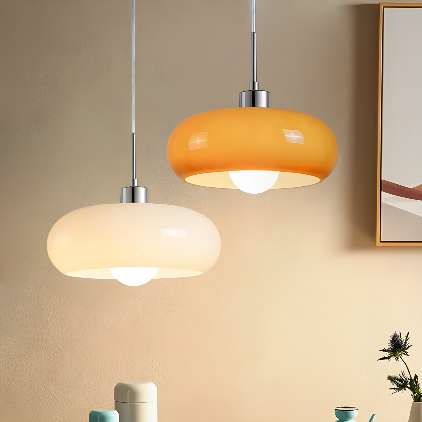 Eloura Glazen Hanglamp – Retro LED Hanglamp in Scandinavische Stijl met Dimbaar Licht