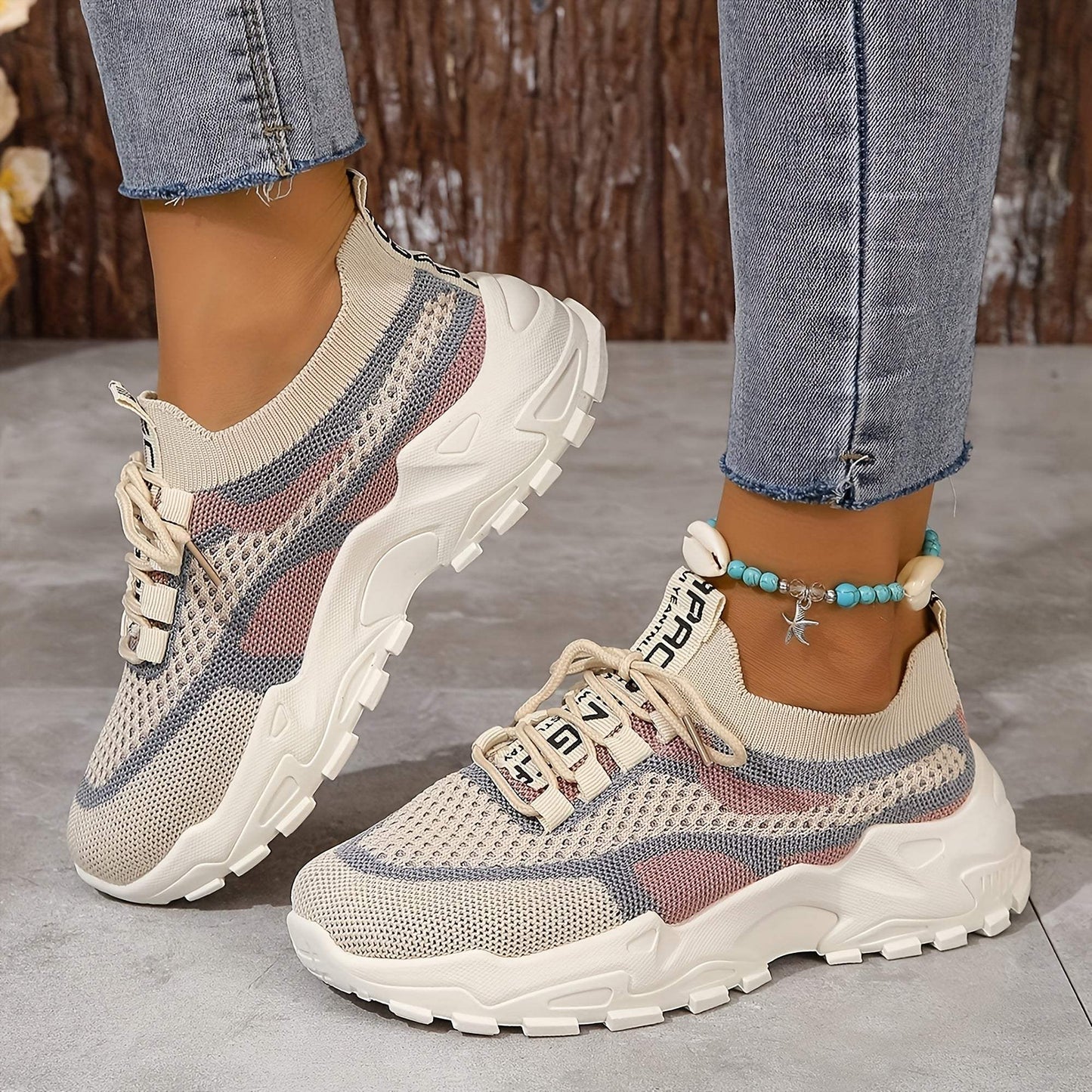Dames sneakers – sportief, ademend mesh, rubberen zool, actief gebruik