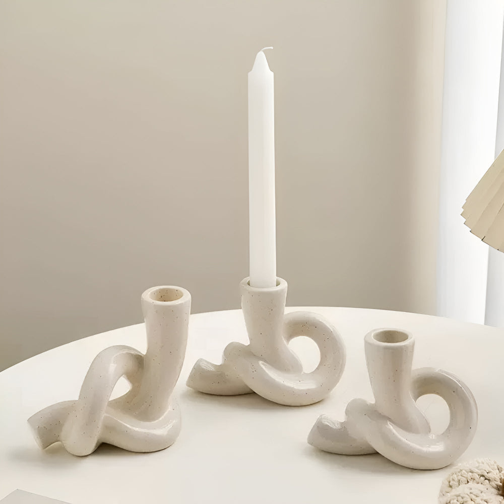 Minimalistische Keramische Knoop Kandelaar – Stijlvolle Woondecoratiev