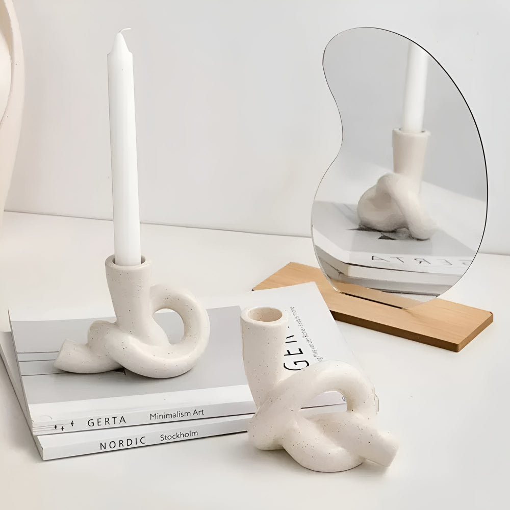 Minimalistische Keramische Knoop Kandelaar – Stijlvolle Woondecoratiev