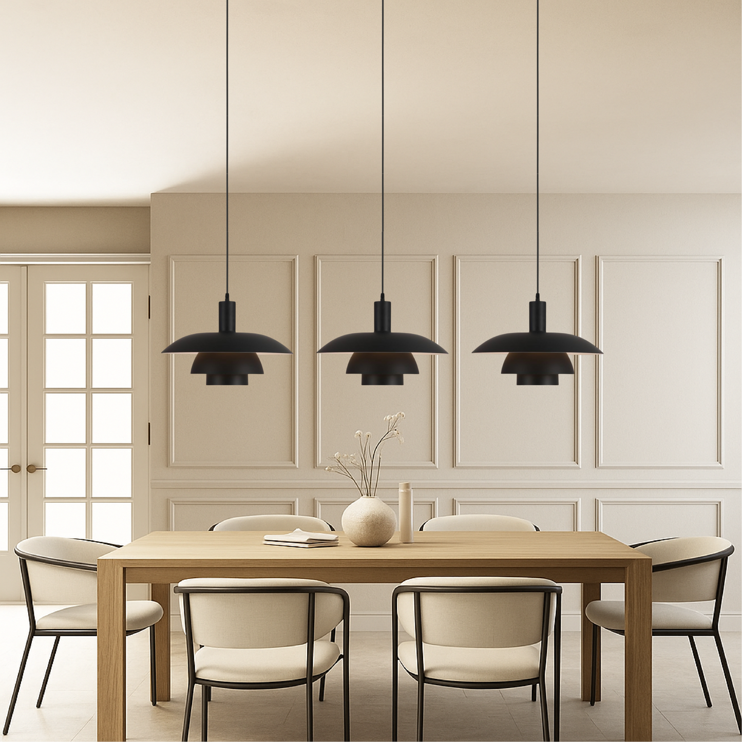 Hanglamp in Scandinavische Stijl – Irda | Metalen Pendellamp met Dimbare LED voor Eettafel, Keuken of Woonkamer