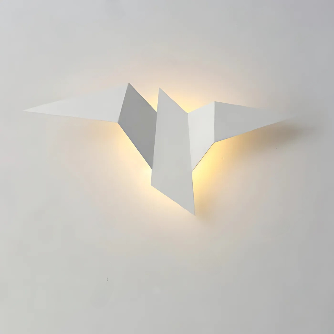 Origami Wandlamp – Japanse Designlamp in Metaal met Warm LED Licht | Artistieke Wandverlichting voor Slaapkamer of Woonkamer