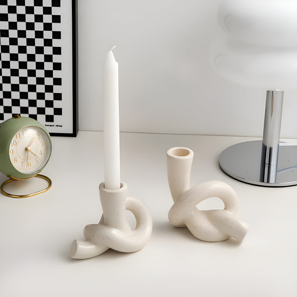 Minimalistische Keramische Knoop Kandelaar – Stijlvolle Woondecoratiev