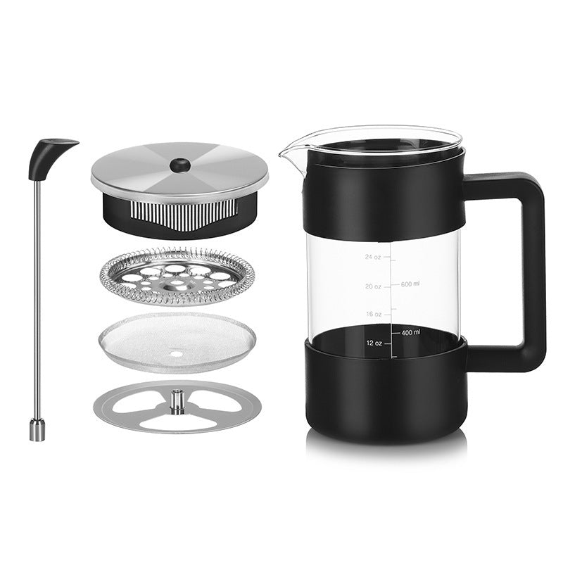 French press koffiezetter 1000ml – hittebestendige glazen pot met roestvrijstalen filter – geschikt voor koffie en thee – koud en warm gebruik