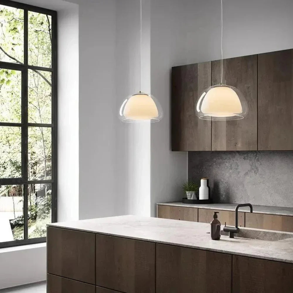 Moderne Zwart-Witte Glazen Hanglamp – Minimalistische Elegantie voor Elk Interieur