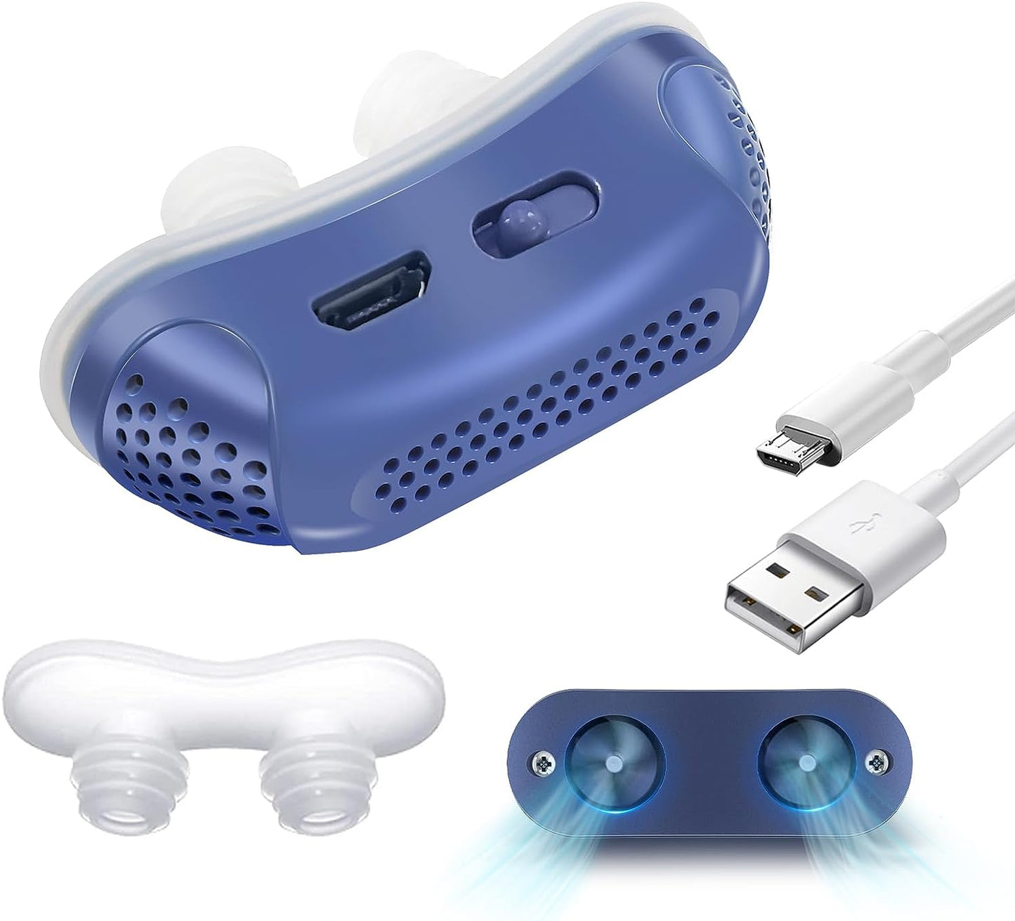 Draagbaar Anti-Snurk Apparaat bij Slaapapneu – Micro CPAP met Zachte Luchtdruk & USB-Oplaadfunctie | Fluisterstil, Medisch Siliconen & Compact Formaat voor Reizen of Thuisgebruik