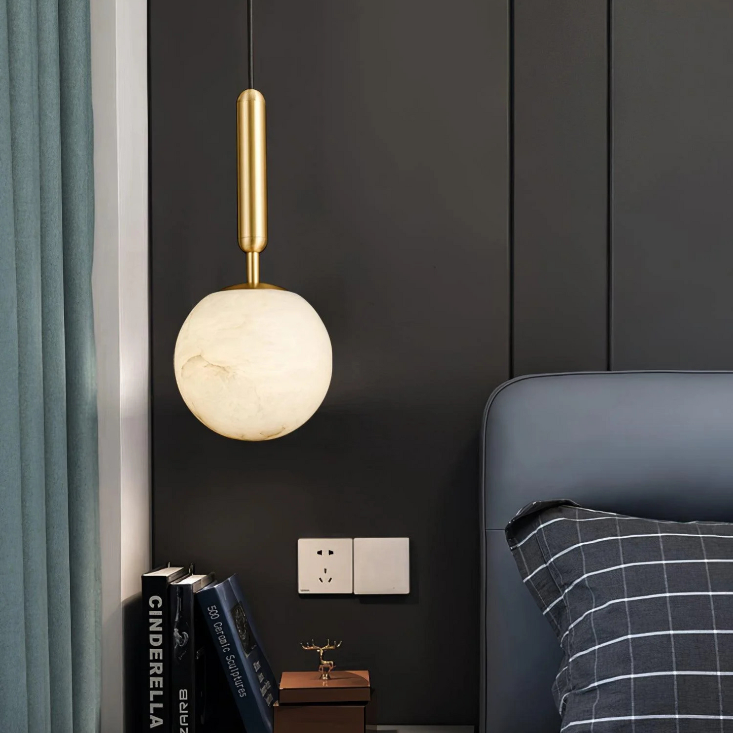 Gouden Alabaster Hanglamp – Luxe Marmeren Look | Sfeervolle Designverlichting