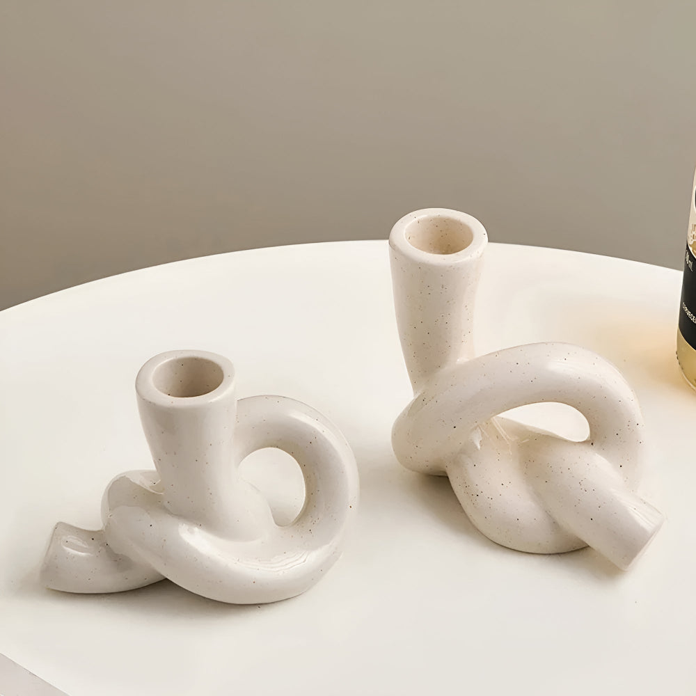 Minimalistische Keramische Knoop Kandelaar – Stijlvolle Woondecoratiev