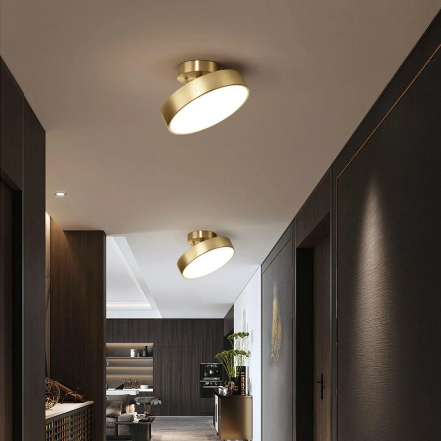 Gouden Draaibare Plafondlamp – Minimalistische Luxe voor elke Ruimte