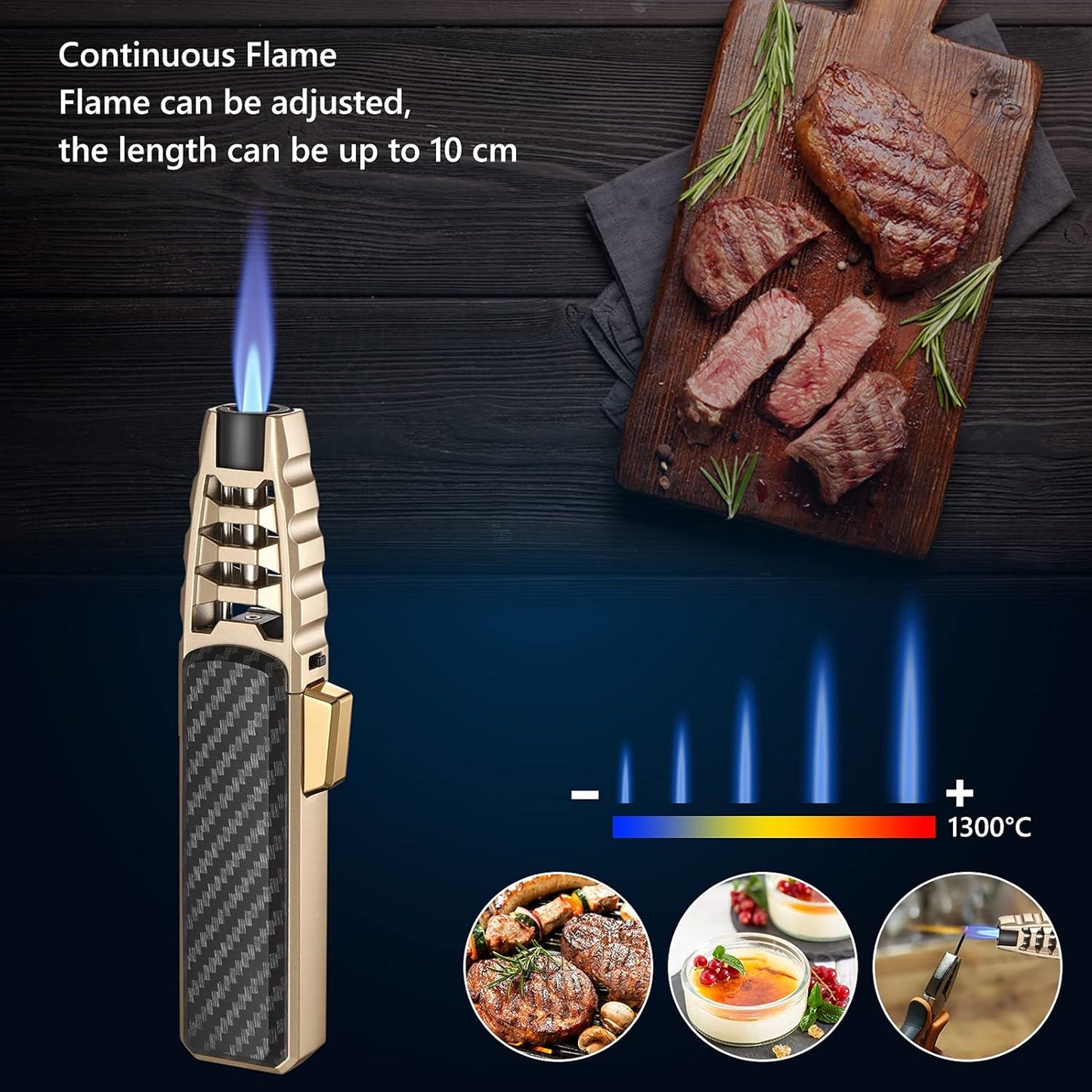 Windproof Torch Lighter met 1300°C Blauwe Vlam – Navulbaar Butaan Gasbrander in Luxe Cadeauverpakking
