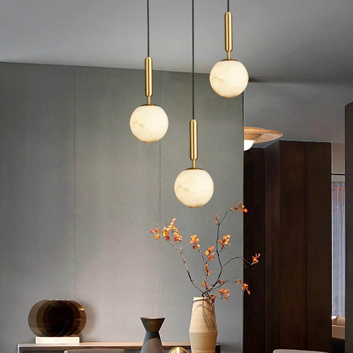 Gouden Alabaster Hanglamp – Luxe Marmeren Look | Sfeervolle Designverlichting