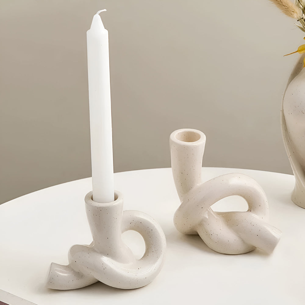 Minimalistische Keramische Knoop Kandelaar – Stijlvolle Woondecoratiev