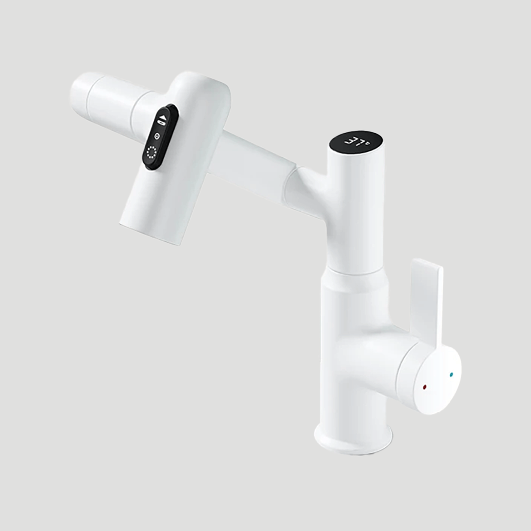 Wastafelkraan – 360° draaibaar met digitale temperatuurweergave, uittrekbare handdouche