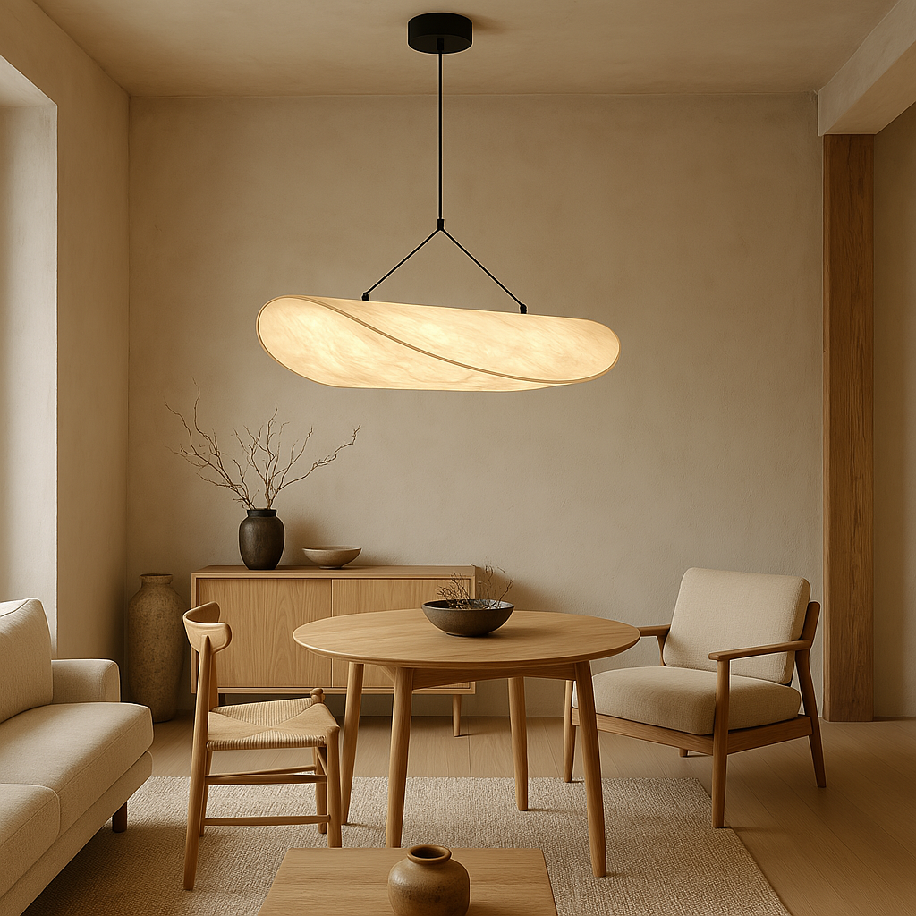 Japandi Hanglamp Zijde - Minimalistisch Design voor Slaapkamer