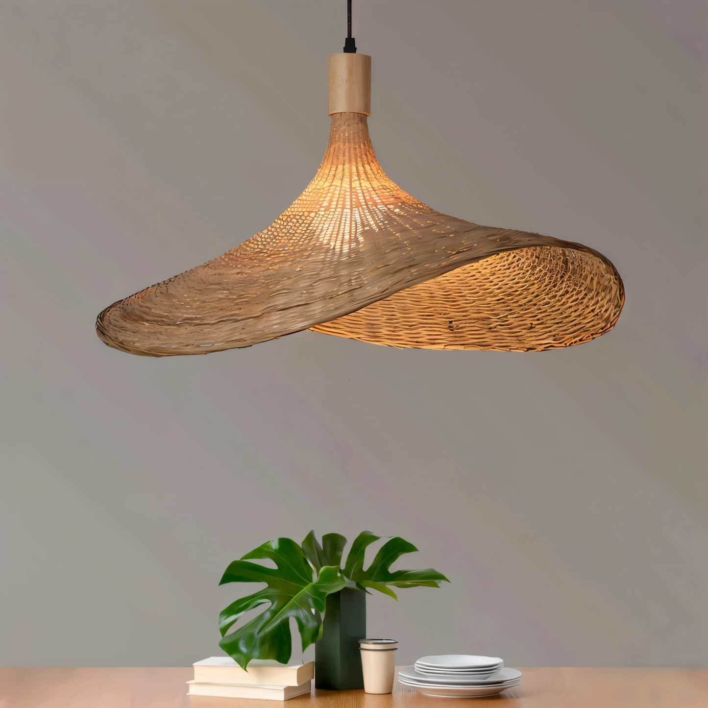 BambWicker Hanglamp – Handgemaakte Rattan Verlichting met Natuurlijke Elegantie