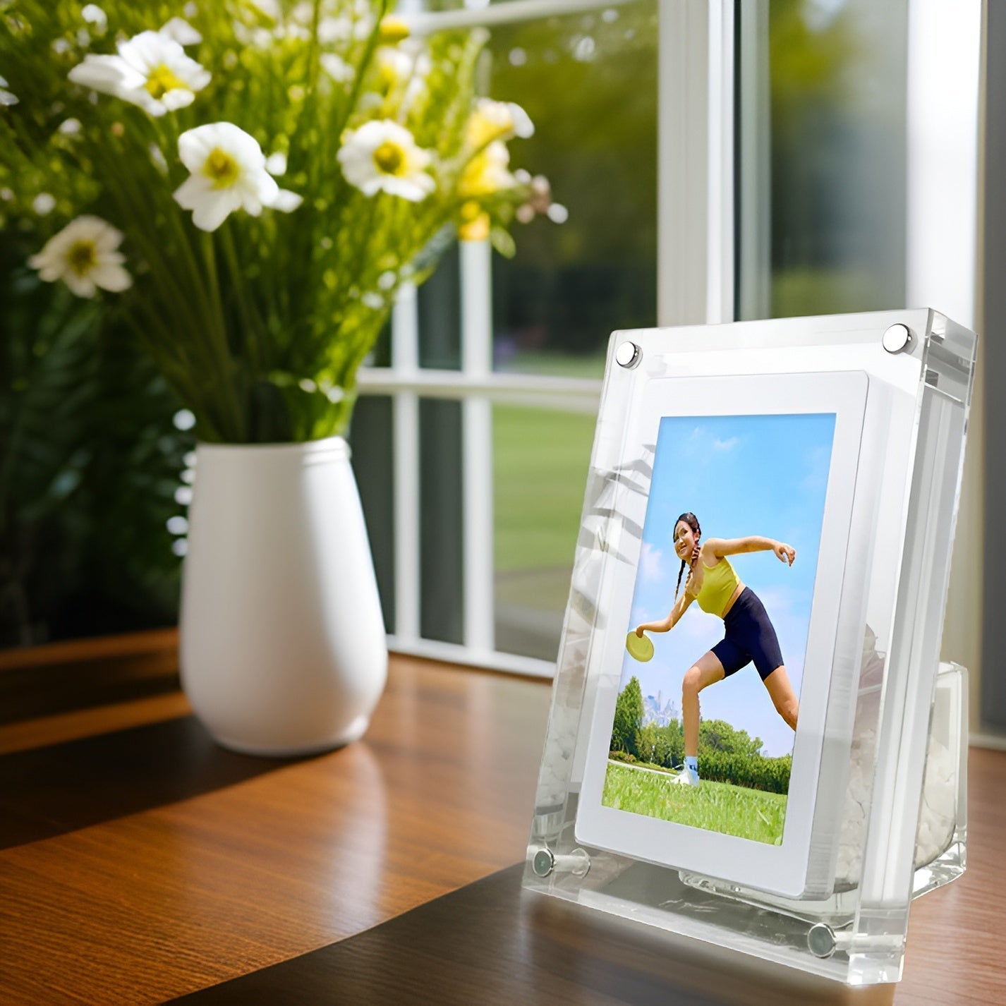 Acryl Digitale Fotolijst met Videoweergave – CrystalFrame 5 Inch | Herinneringen in Beweging met USB en Oplaadbare Batterij