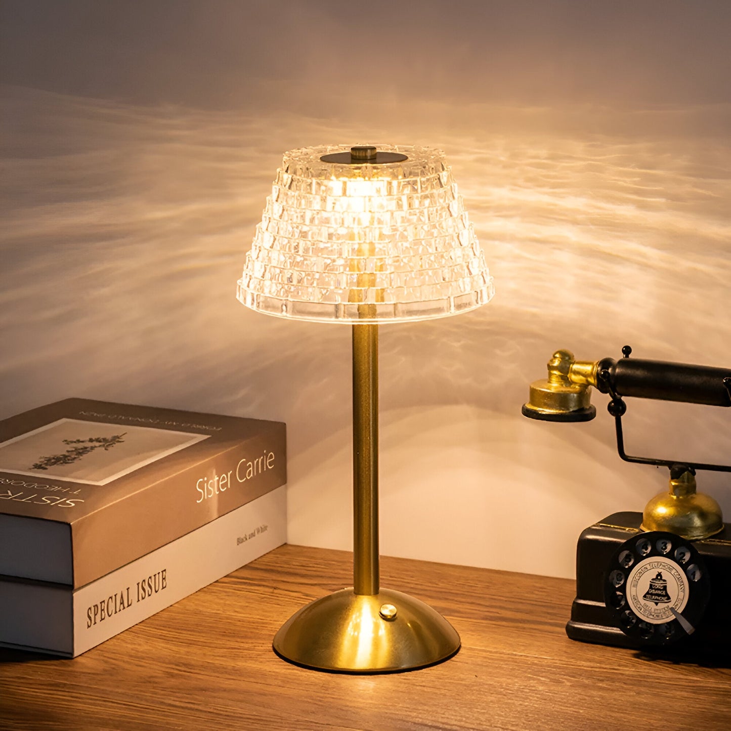 EleGlow tafellamp – vintage draadloze designlamp met touchbediening en 3 lichtstanden