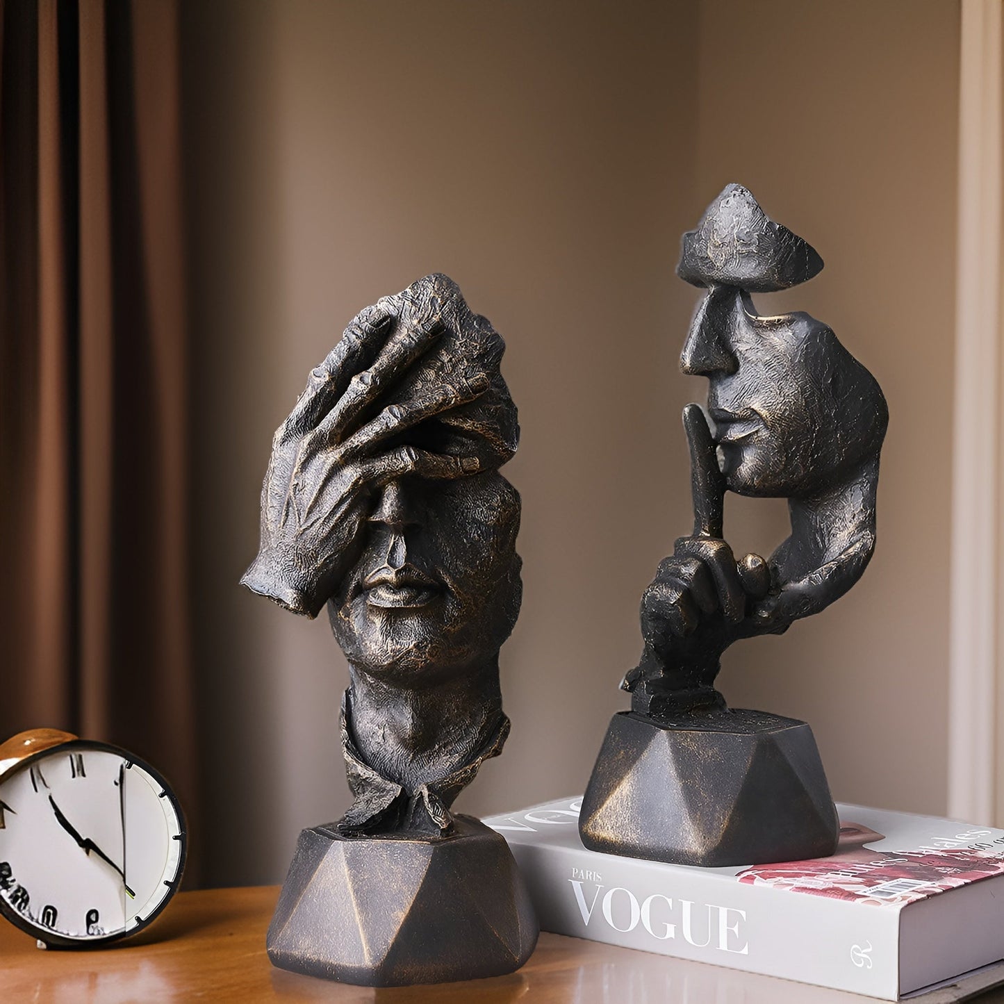 Abstrakte Gezichtsbeeld voor Interieurdecoratie – Expressive Face Sculptuur 33cm | Moderne Creatieve Kunst van Kunsthars