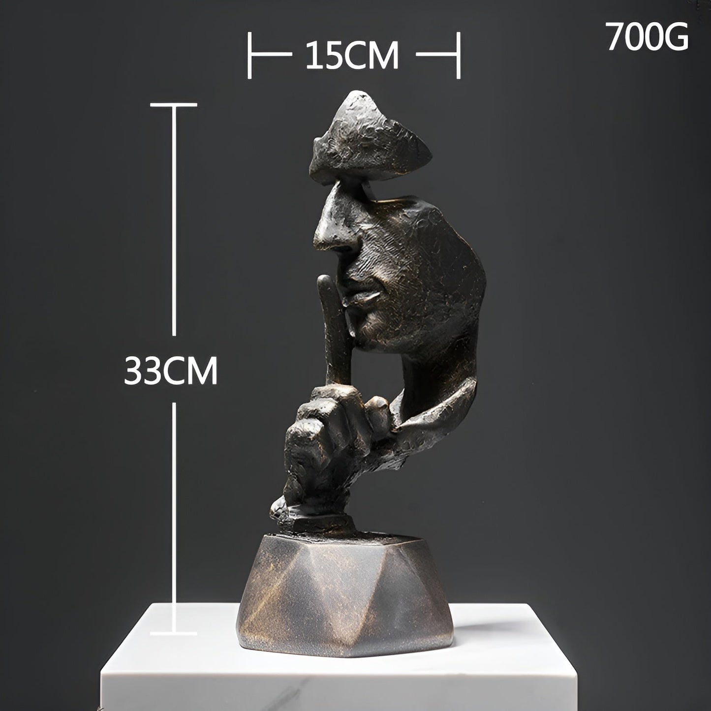 Abstrakte Gezichtsbeeld voor Interieurdecoratie – Expressive Face Sculptuur 33cm | Moderne Creatieve Kunst van Kunsthars
