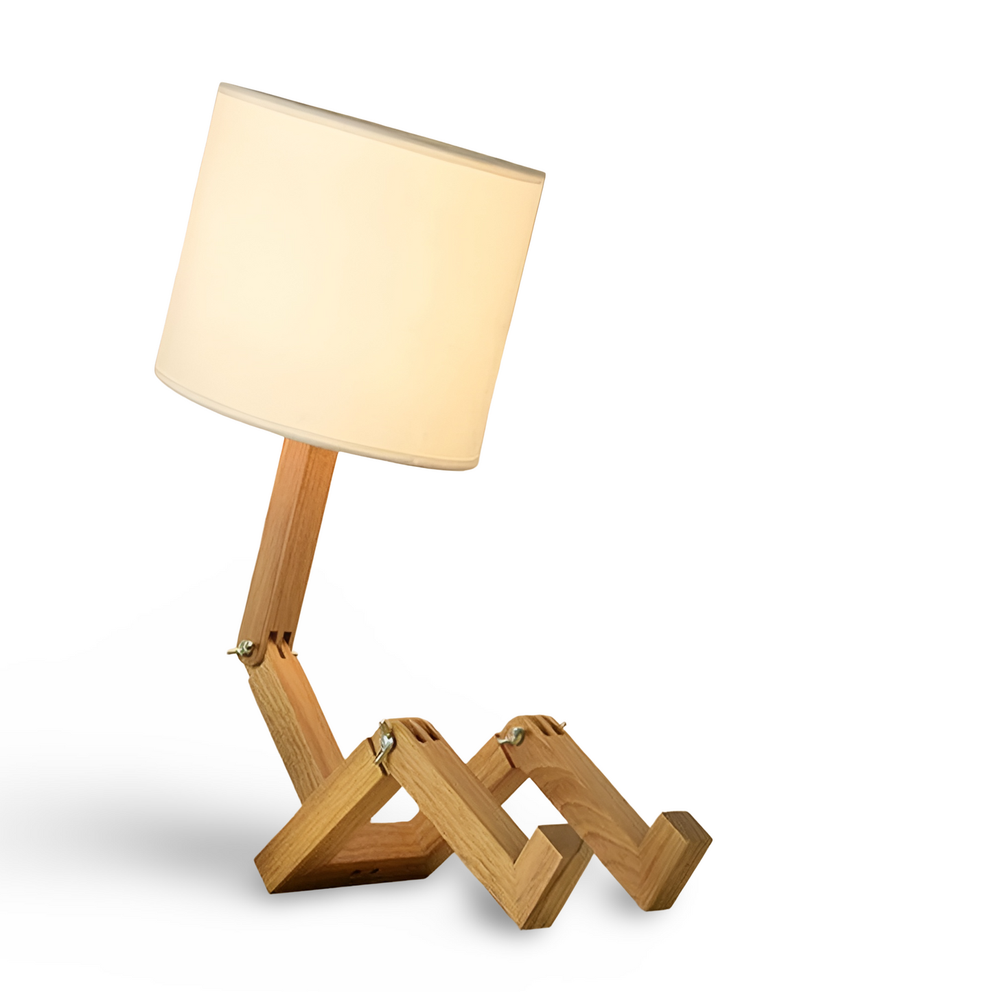 Flex WoodMan Tafellamp – Massief Houten Robotlamp met Verstelbaar Design