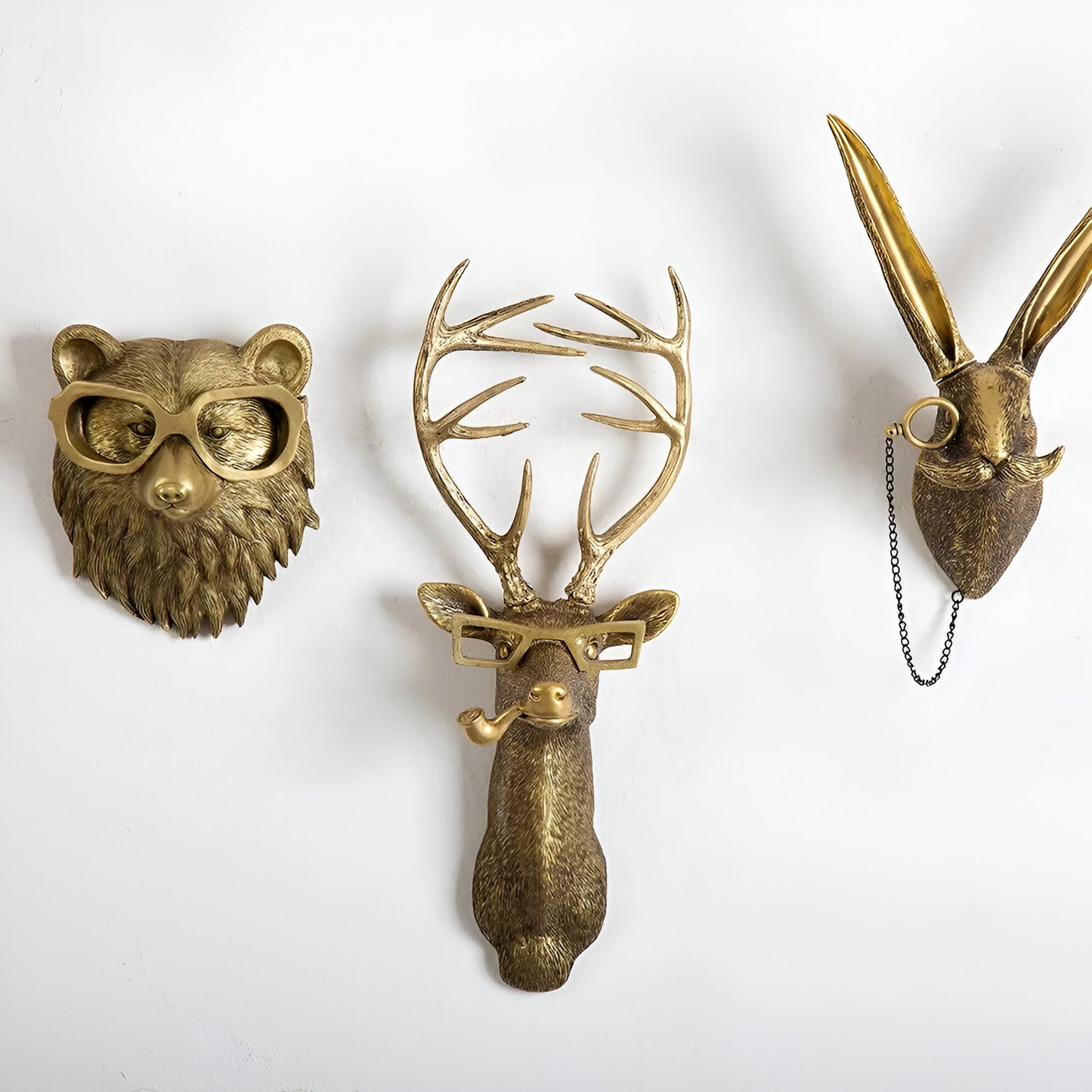 Decoratieve Dieren Wandhaak – Goudkleurige Muurhaak in Herten- of Dierenkop Design