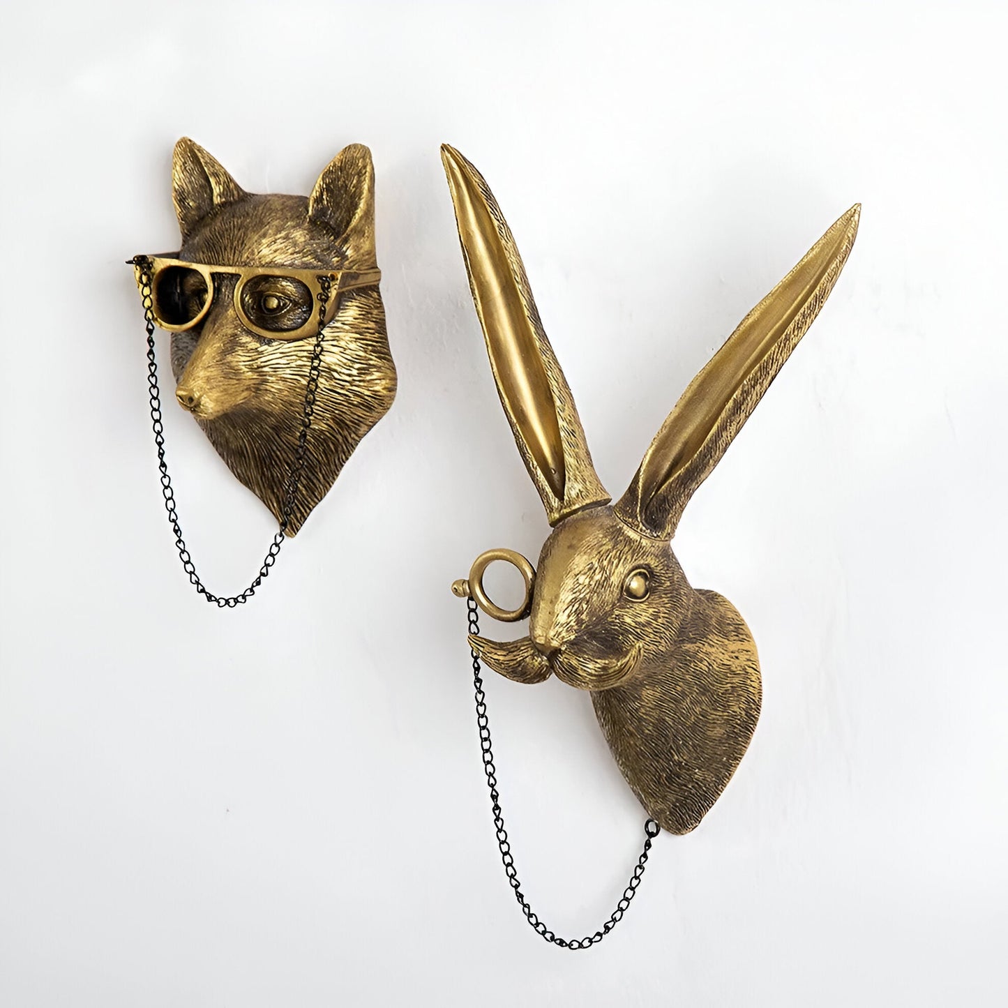 Decoratieve Dieren Wandhaak – Goudkleurige Muurhaak in Herten- of Dierenkop Design