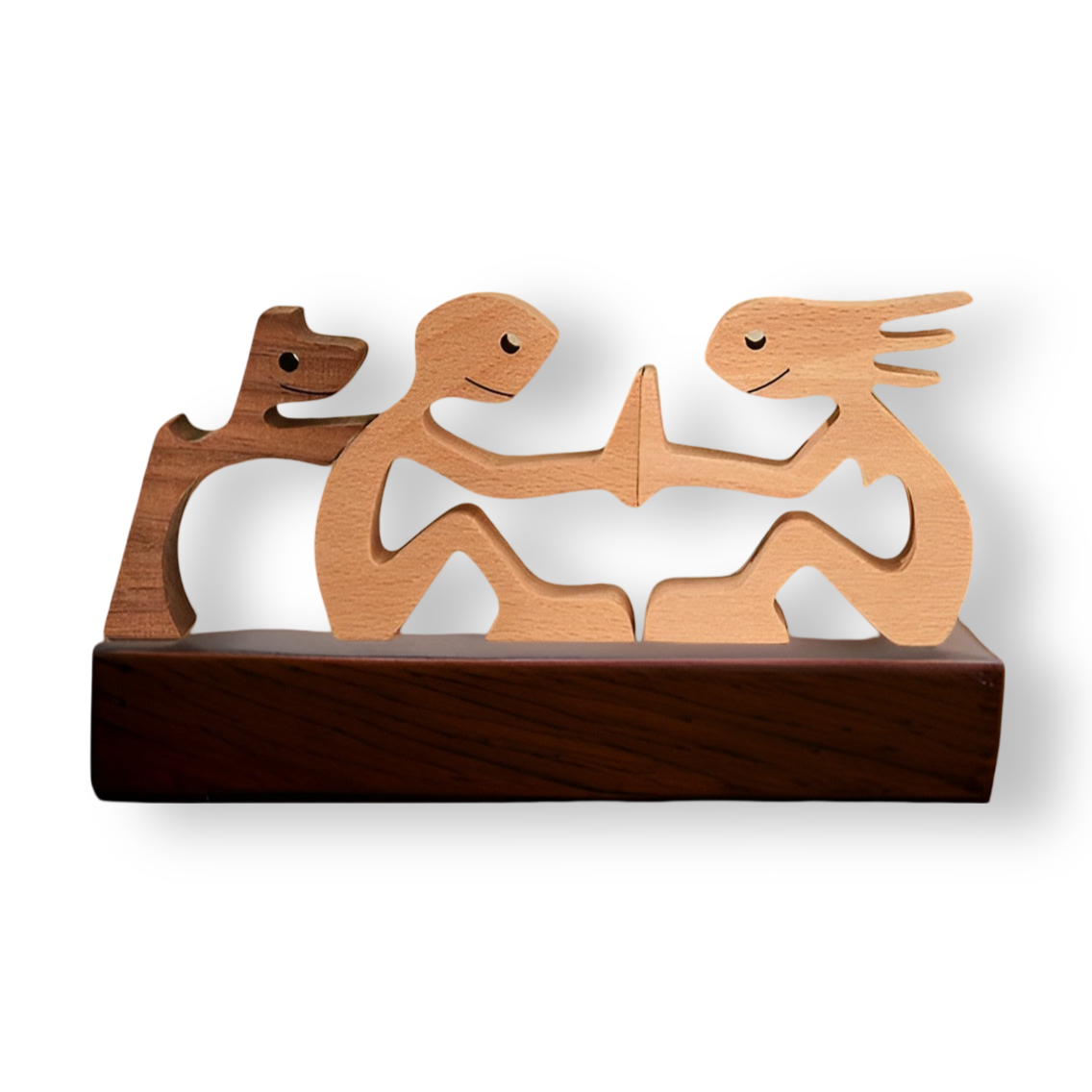 Paws of Love – Handgemaakte Houtsculptuur van Hond en Mens – Symbool van Eeuwige Verbondenheid