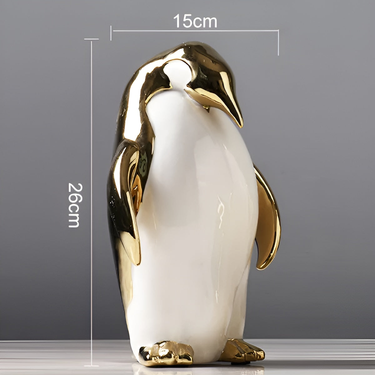 Gouden Pinguïn Beeld – Luxe Keramische Pinguïn Decoratie | Modern Glinsterend Accent – 15 tot 28 cm Hoog