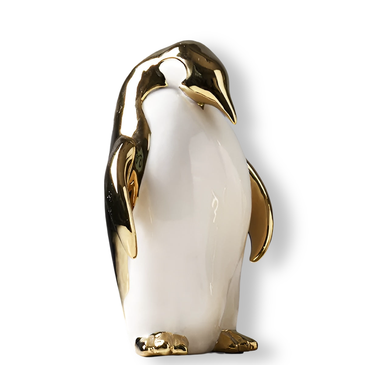 Gouden Pinguïn Beeld – Luxe Keramische Pinguïn Decoratie | Modern Glinsterend Accent – 15 tot 28 cm Hoog