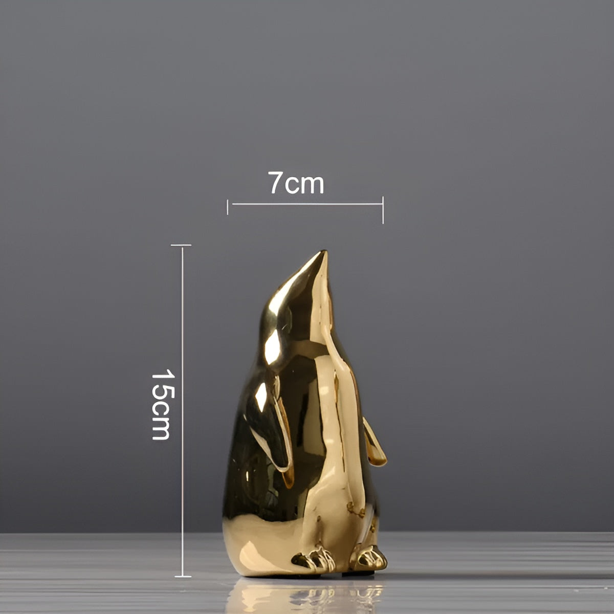 Gouden Pinguïn Beeld – Luxe Keramische Pinguïn Decoratie | Modern Glinsterend Accent – 15 tot 28 cm Hoog