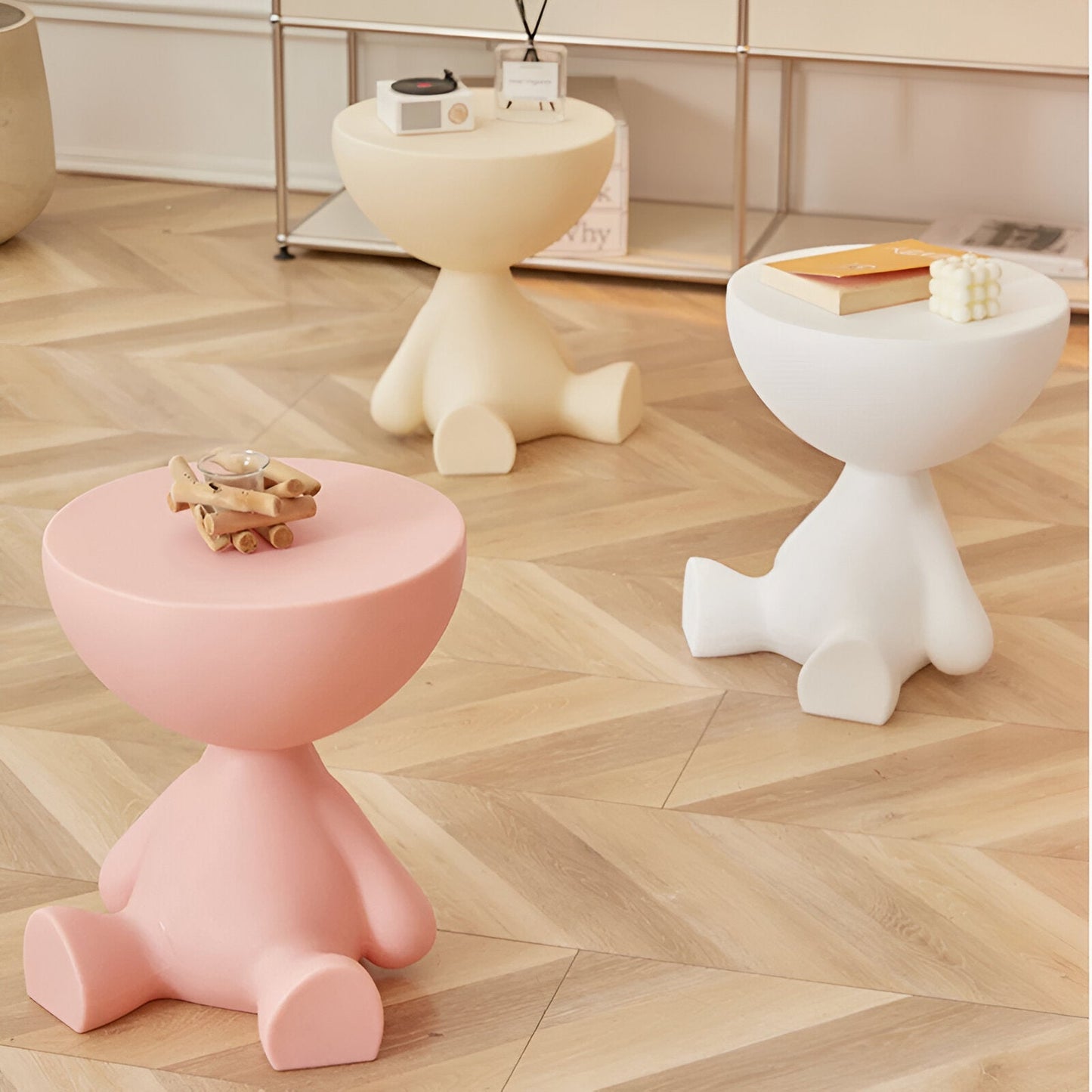 Lunaro bijzettafel – ronde minimalistische salontafel van kunststof in scandinavisch japandi design