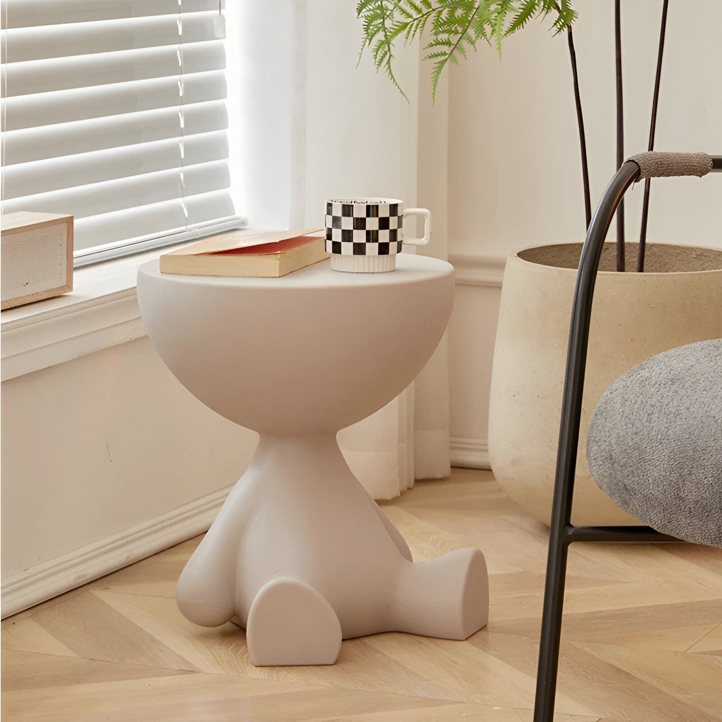 Lunaro bijzettafel – ronde minimalistische salontafel van kunststof in scandinavisch japandi design