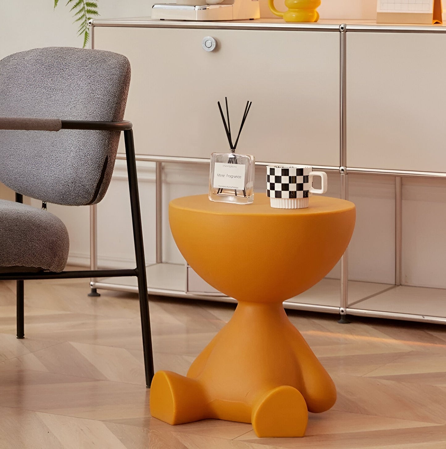 Lunaro bijzettafel – ronde minimalistische salontafel van kunststof in scandinavisch japandi design