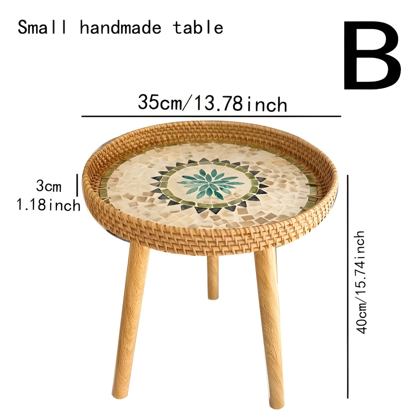 ScandiTripod Ronde Rattan Houten Salontafel – Handgemaakt Scandinavisch Design