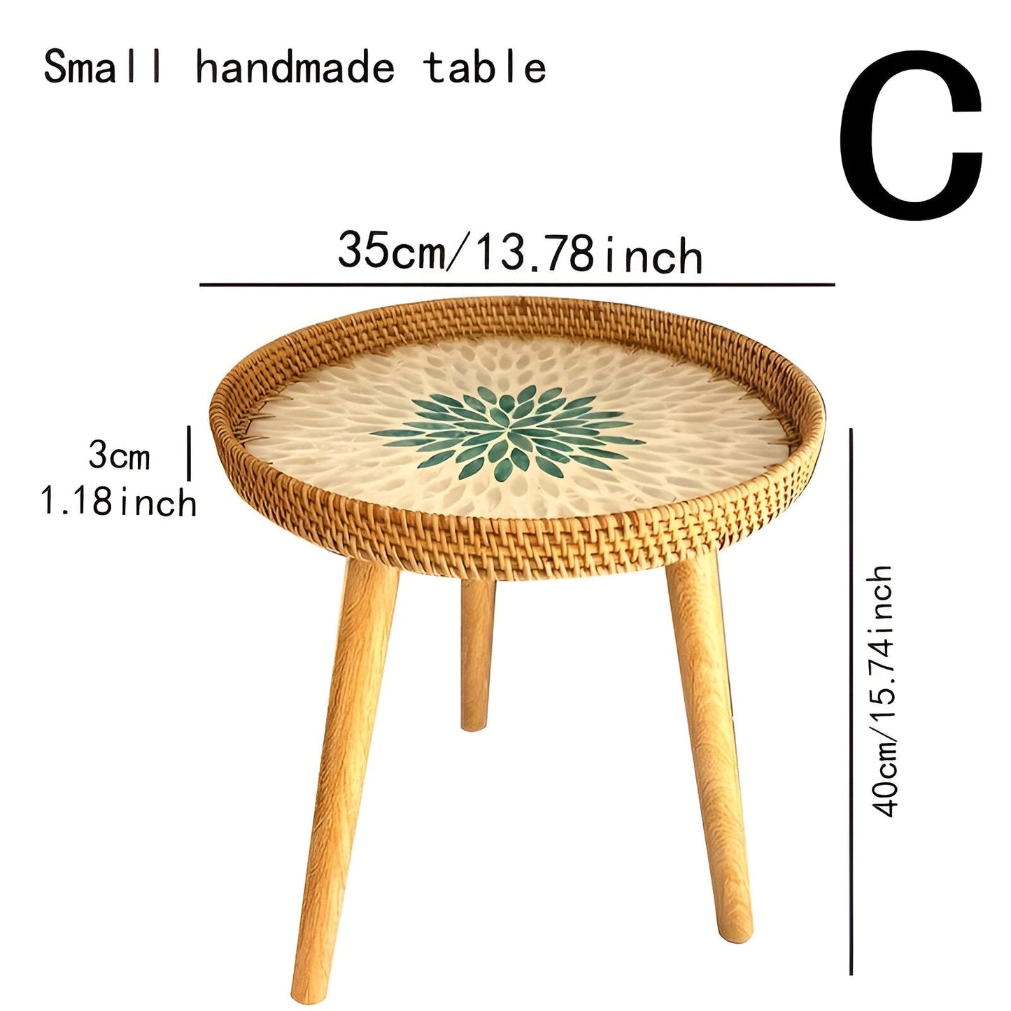 ScandiTripod Ronde Rattan Houten Salontafel – Handgemaakt Scandinavisch Design