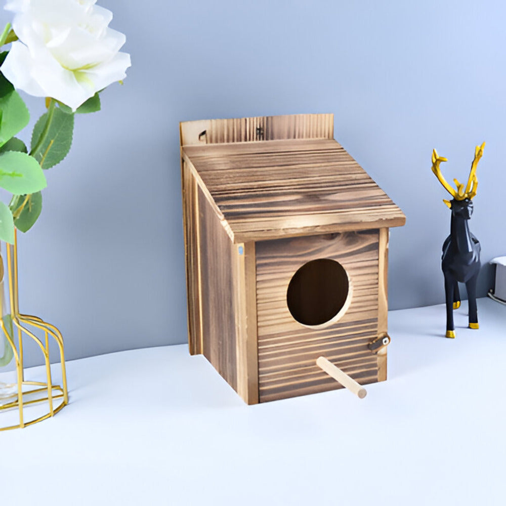 Weerbestendig Houten Vogelhuisje – Ophangbaar Nestkastje voor Tuinvogels | Duurzaam & Decoratief voor Balkon, Boom of Schutting