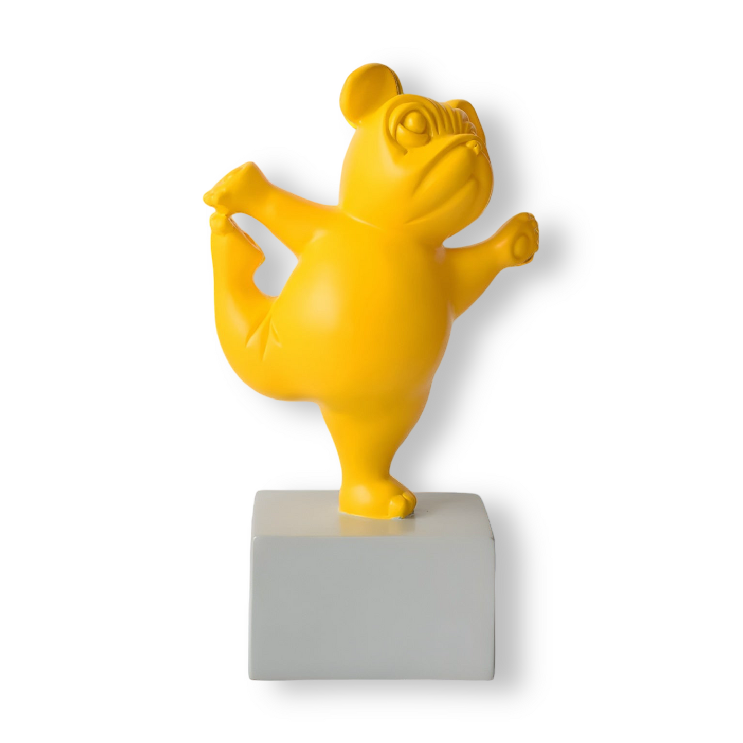 ZenBulldog – Yoga Beeld van Bulldog in Abstracte Stijl | Decoratief Hondenbeeldje in Groen, Geel of Rood