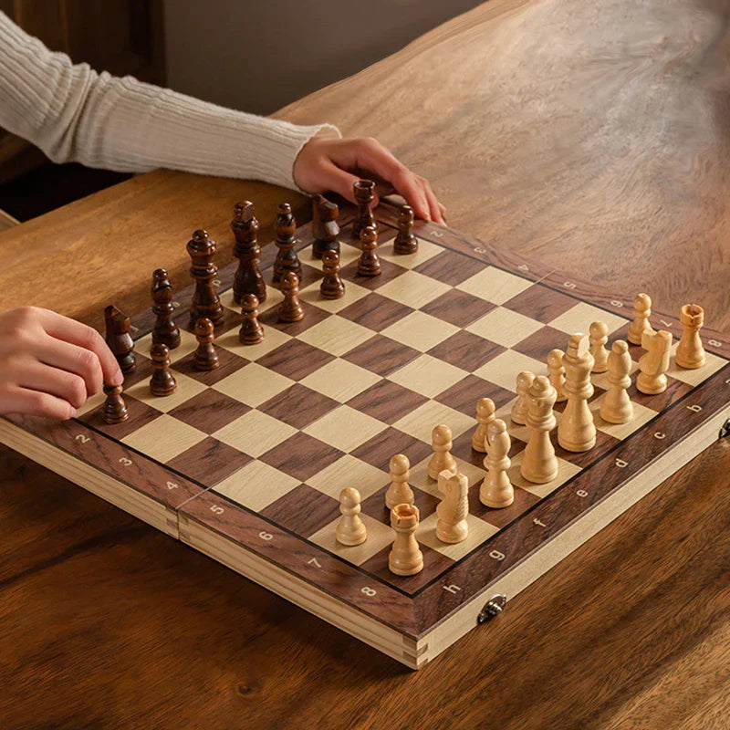 Luxe Houten Magnetisch Schaakspel – Opvouwbaar Bord in Diverse Maten voor Thuis & Reizen