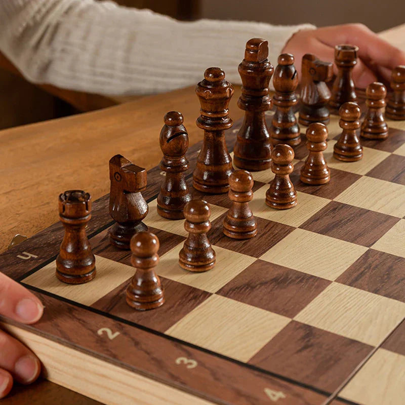 Luxe Houten Magnetisch Schaakspel – Opvouwbaar Bord in Diverse Maten voor Thuis & Reizen