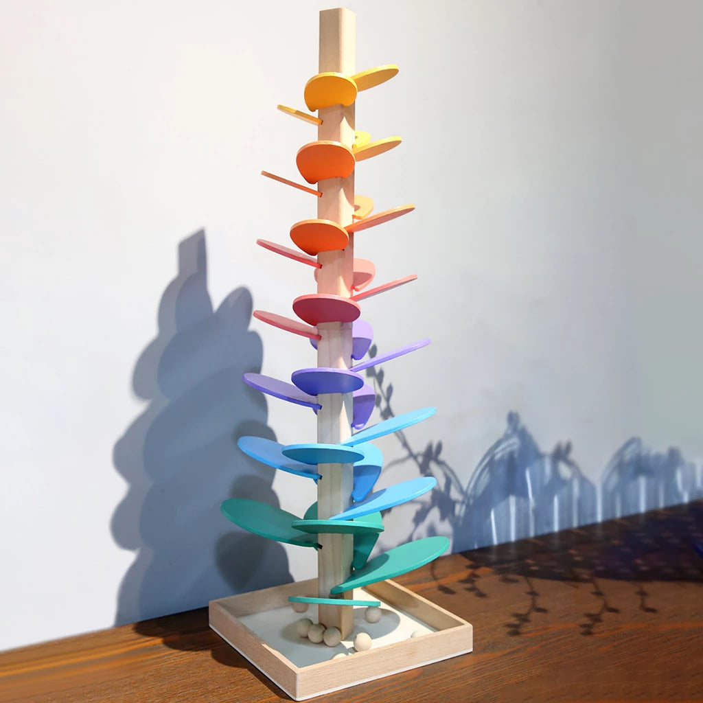 Houten Regenboog Kogelboom voor Kinderen – Educatief Speelgoed van 29 of 71 cm met Muzikale Klanken | Duurzaam & Kleurrijk Hout | Inclusief 10 Speelballen