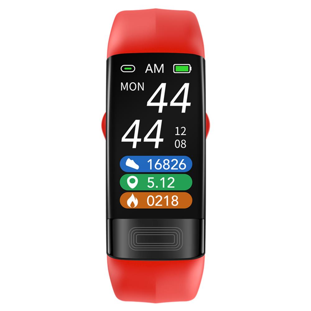 Smartwatch met Bloeddruk- en EKG-Meting – Waterdicht IP67, Geschikt voor Sport & Gezondheid | Compatibel met iOS & Android | In Zwart, Blauw of Rood Siliconen Bandje