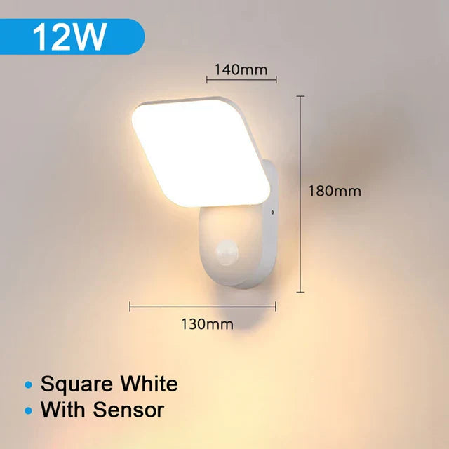 LED Buitenlamp met Bewegingssensor – Waterdichte Gevelverlichting voor Tuin en Oprit (12W PIR)