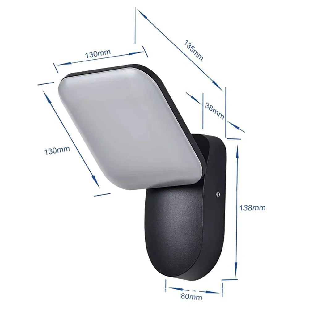 LED Buitenlamp met Bewegingssensor – Waterdichte Gevelverlichting voor Tuin en Oprit (12W PIR)