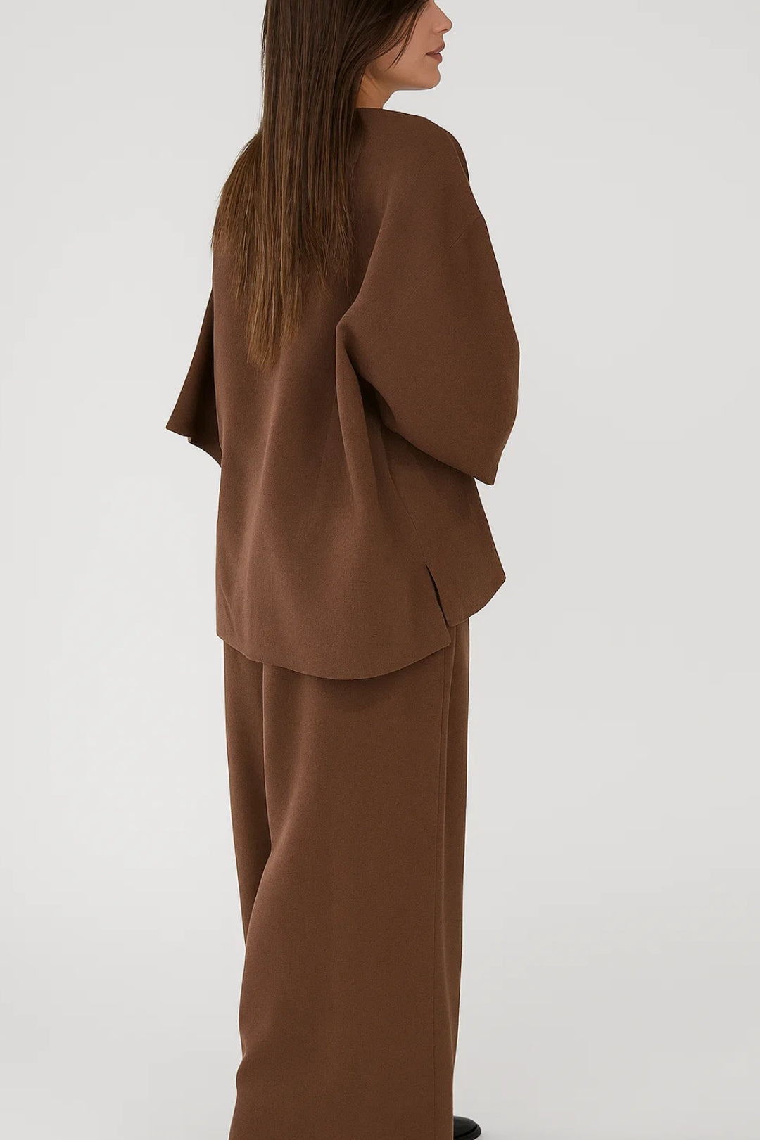 Dames co-ord set – kimono blazer, wijde broek, casual & chic
