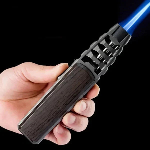 Windproof Torch Lighter met 1300°C Blauwe Vlam – Navulbaar Butaan Gasbrander in Luxe Cadeauverpakking