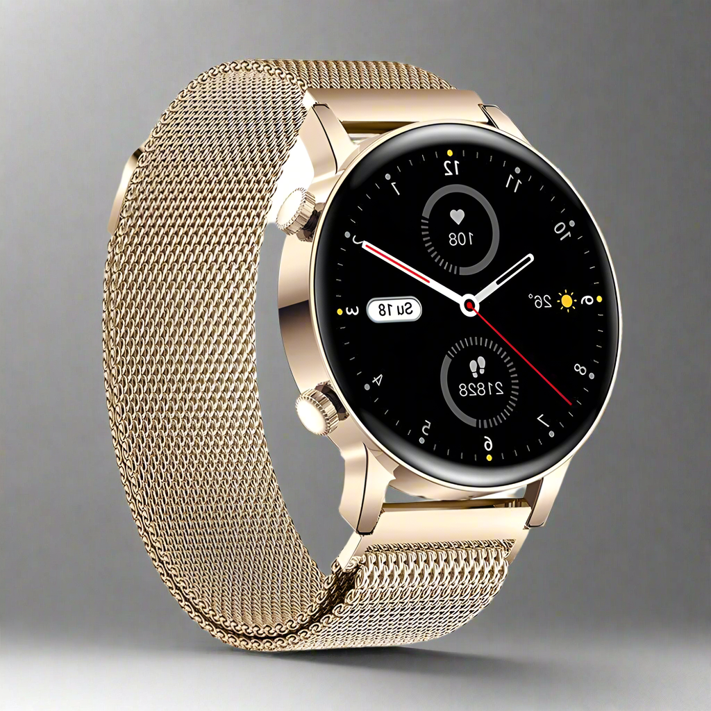 Smartwatch voor Dames – Slank Design, Gezondheidstracking & Meldingen | Waterdicht & Compatibel met Android & iOS