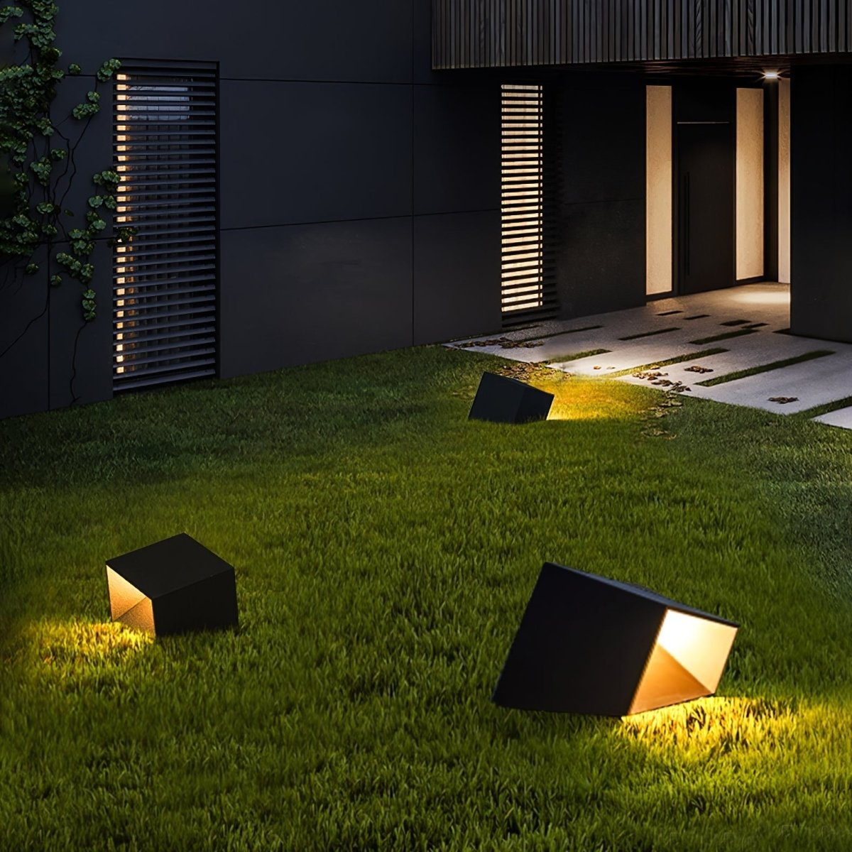 Luno Solar LED Buitenlamp – Kubusvormige Grondspot voor Minimalistische Tuinverlichting