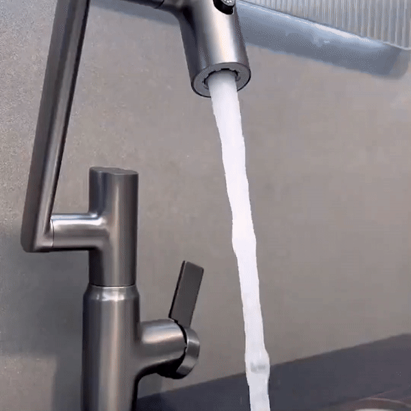 Wastafelkraan – 360° draaibaar met digitale temperatuurweergave, uittrekbare handdouche