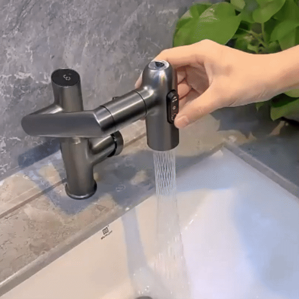 Wastafelkraan – 360° draaibaar met digitale temperatuurweergave, uittrekbare handdouche