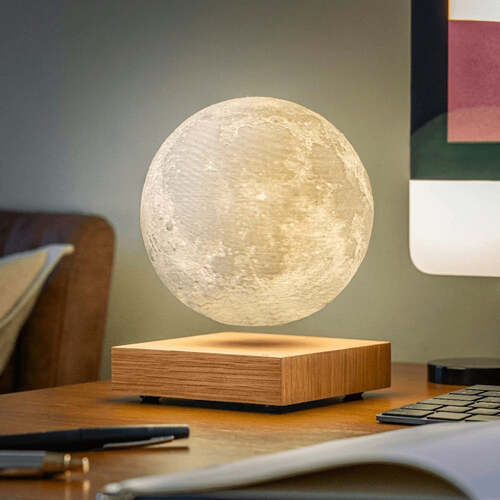 Lunora Zwevende Maanlamp – Magnetische 3D Maanlamp met Houten Voet en LED Verlichting